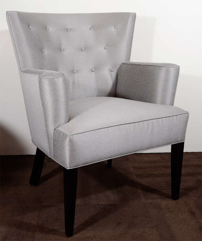 Pair of Hollywood High Back Chairs with Swept Arm Design