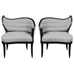 Pair of 1940's Hollywood Regency Occasional Chairs