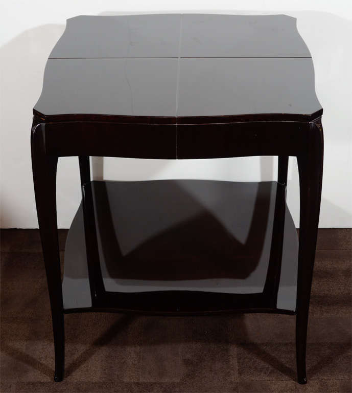 Ebonized Art Deco/ Hollywood Occasional Table with Cabriolet Style Legs