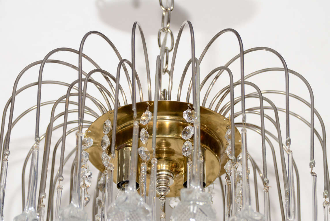 Italian Mid Century Murano Two Tier Handblown Murano Glass Floral Pendant Chandelier