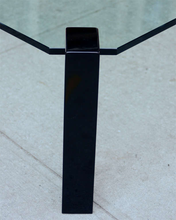 20th Century Exceptional Modernist Black lacquer and Glass Cocktail Table