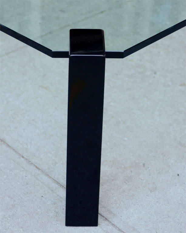 Exceptional Modernist Black lacquer and Glass Cocktail Table For Sale