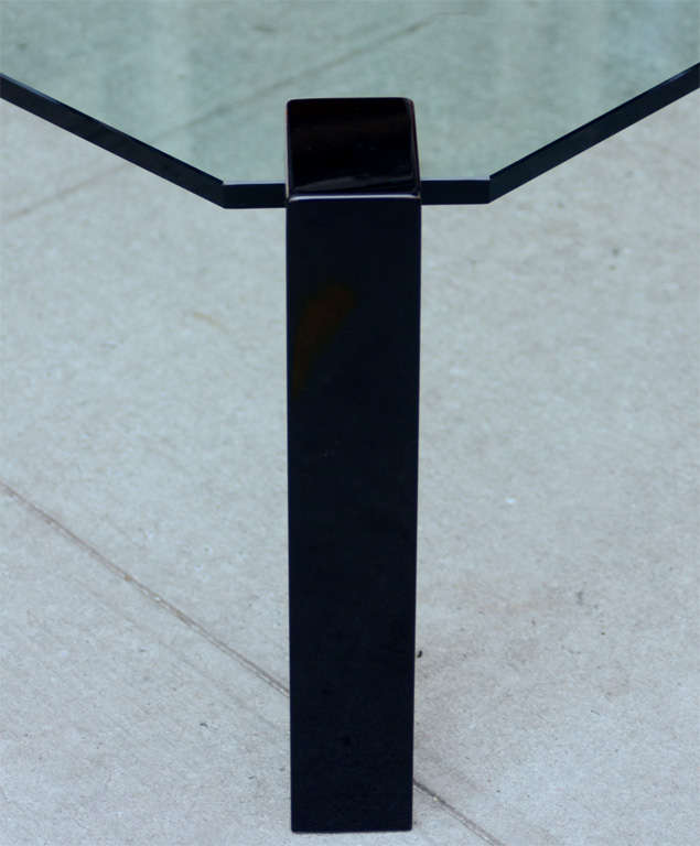 Exceptional Modernist Black lacquer and Glass Cocktail Table For Sale