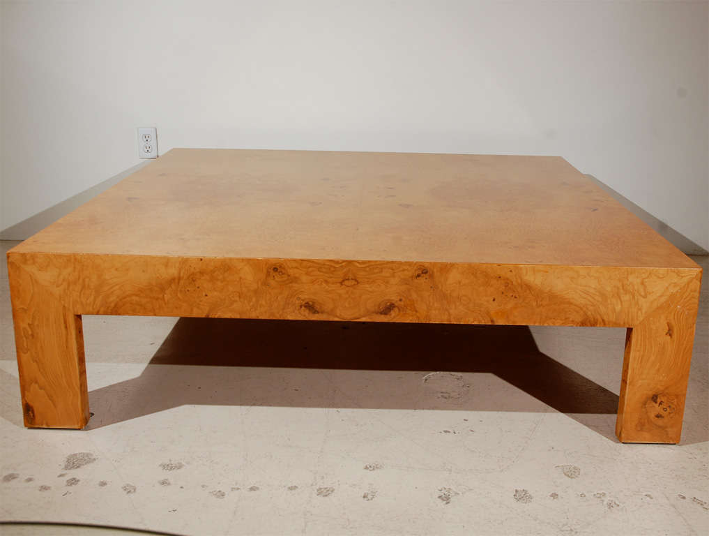 American Large Olive Burl Coffee Table By Milo Baughman for Directional