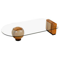 CA Laminated Wood And Glass Coffee Table