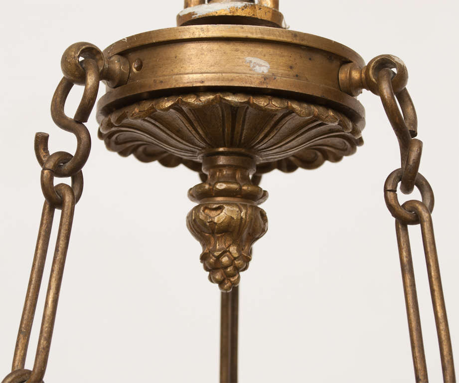 19th Century Petite Hand Cast Gilt Brass Twelve-Light  Restoration Chandelier