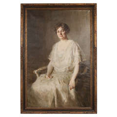 Antique Gatsby Era Portrait of a Lady in White