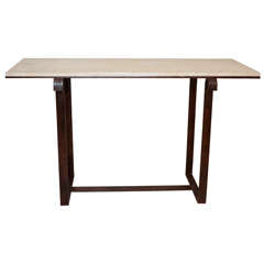 Iron and Travertine Console Table