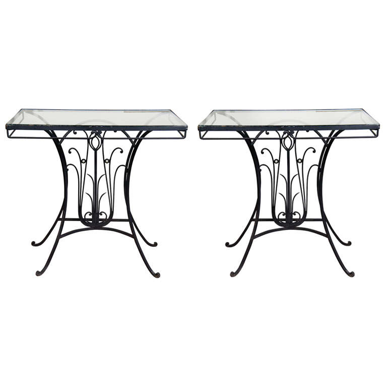 Finely Wrought Iron Console Tables For Sale