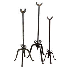 Antique Glass Blowers Forged Iron Stands
