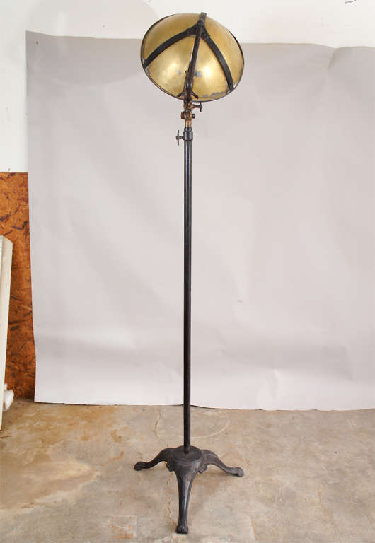Exceptional early Gas Theatre light. Finely Cast Iron base with brass and bronze detail.