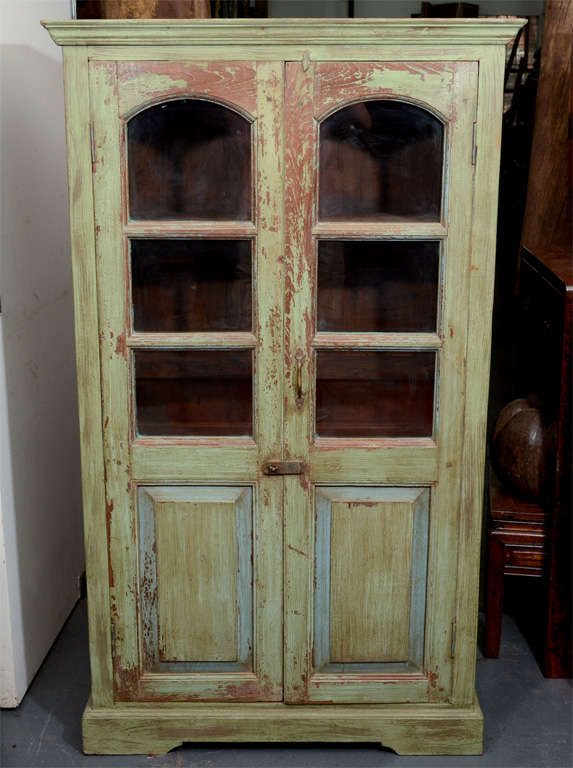 Green Painted Armoire w/ Glass Windows