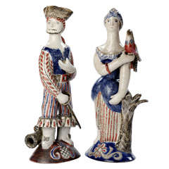 Jean Derval, Pair of Ceramic Sculptures