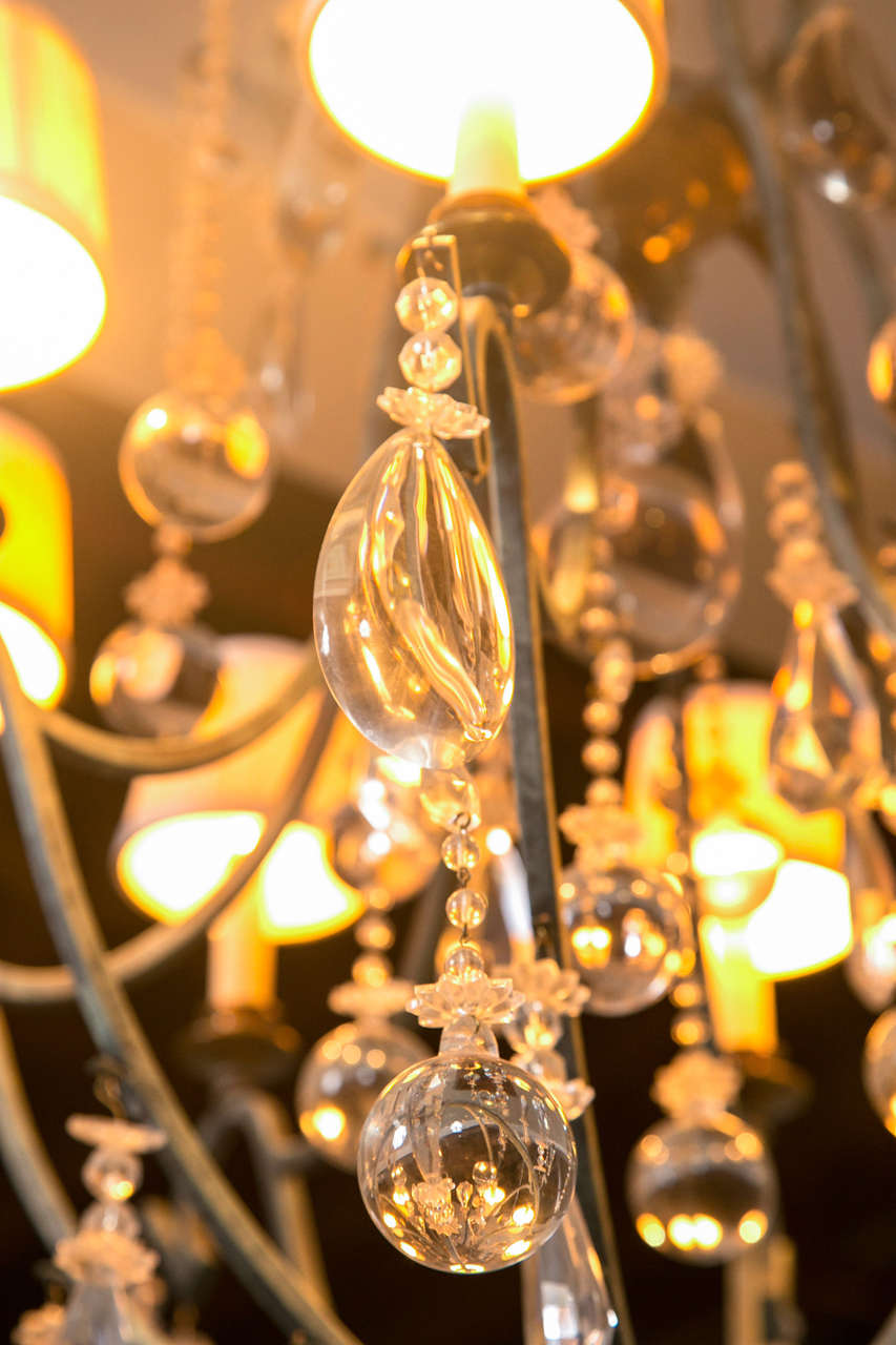 French Provincial Style Gilt and Iron, Eight-Arm Chandelier