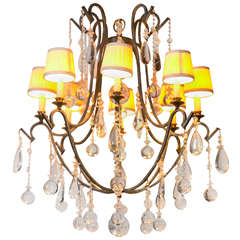 Provincial Style Gilt and Iron, Eight-Arm Chandelier