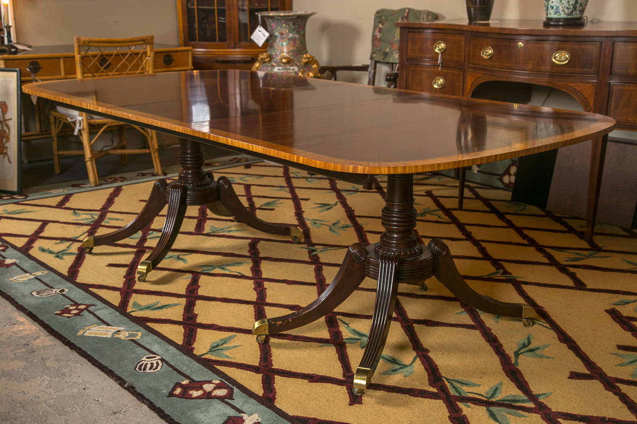 American Fine Baker Satinwood Banded Dining Table