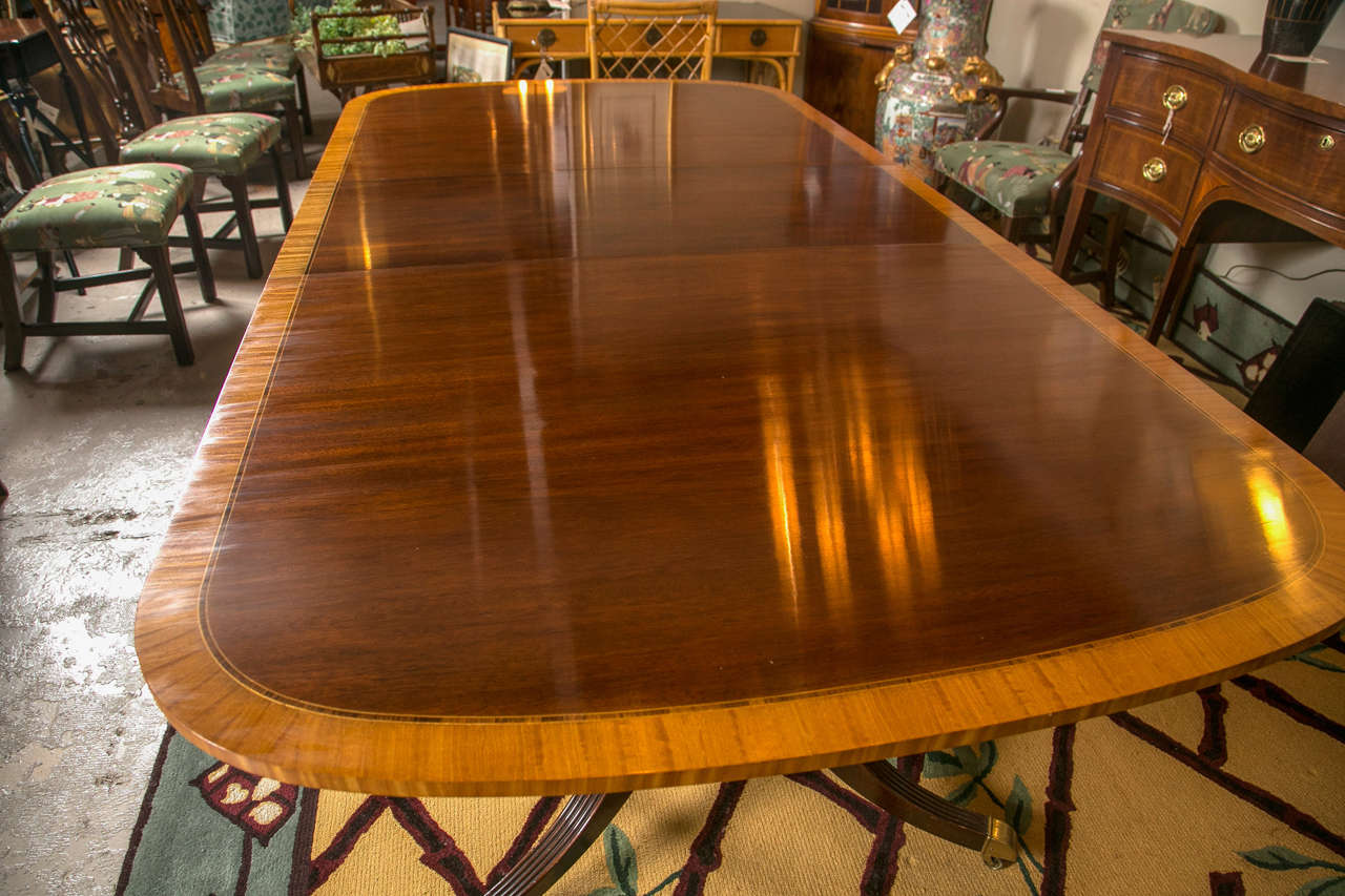 Late 20th Century Fine Baker Satinwood Banded Dining Table