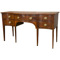 Georgian Satinwood and Crotch Mahogany Sideboard on Long Tapering Legs