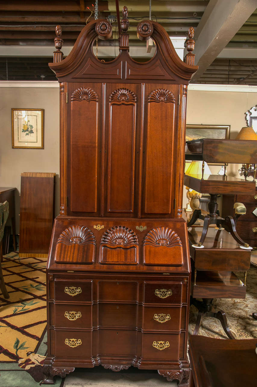 Mahogany Block Front Style Goffard Townsend Secretary Desk at