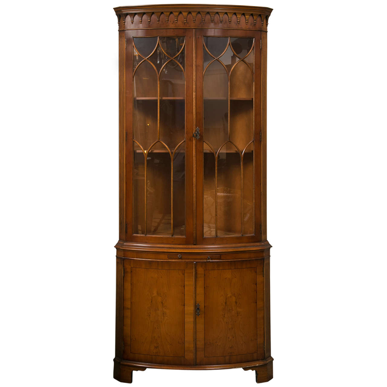 Bevan Funnell Yew Wood Corner Cabinet at 1stdibs