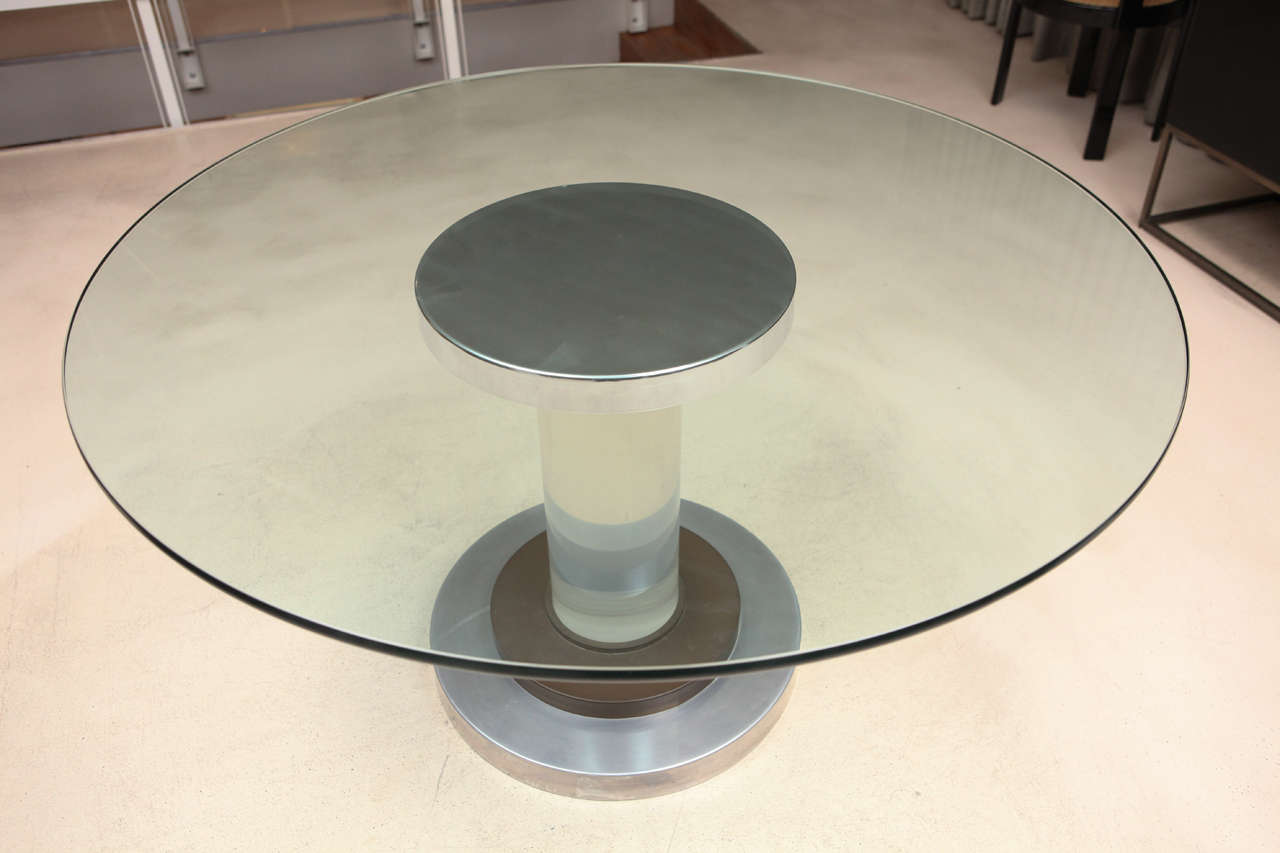 Lucite, Chrome, and Brass Dining Table by Romeo Rega. With 54