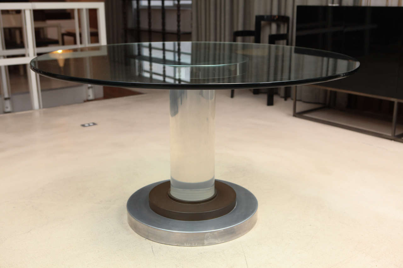Late 20th Century Lucite, Chrome, and Brass Dining Table by Romeo Rega