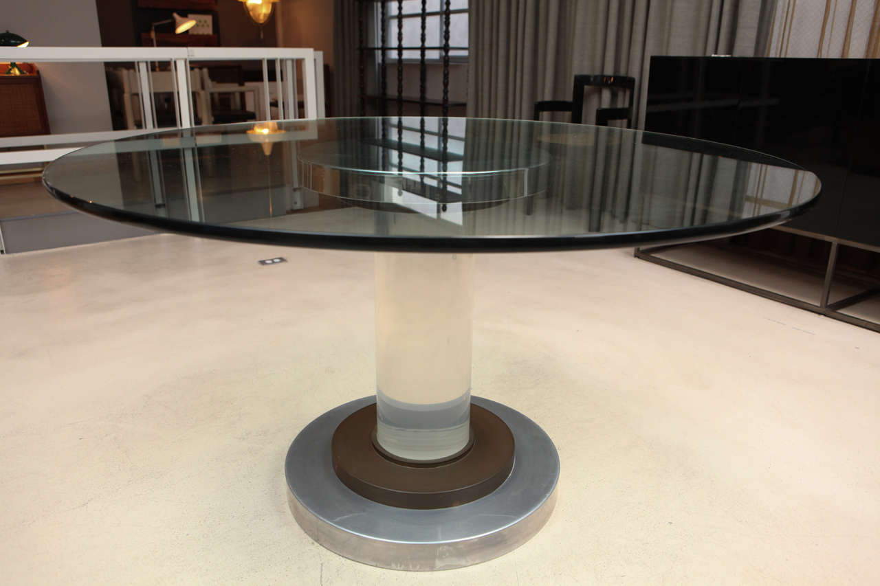 Lucite, Chrome, and Brass Dining Table by Romeo Rega 4