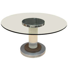 Lucite, Chrome, and Brass Dining Table by Romeo Rega