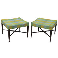 Pair of Edward Wormley Thebes Ottomans  for Dunbar in Original Fabric