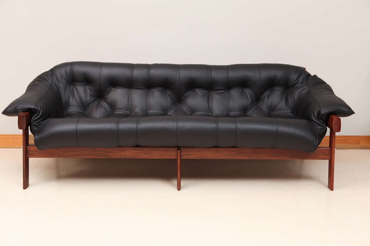 Percival Lafer Leather Sofa. Completely restored. New leather.