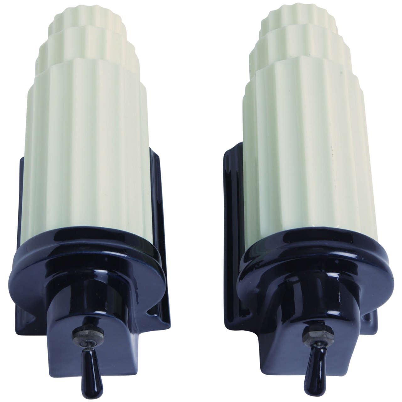 Machine Age Art Deco Efcolite Skyscraper Sconces by Walter Von Nessen Pair For Sale