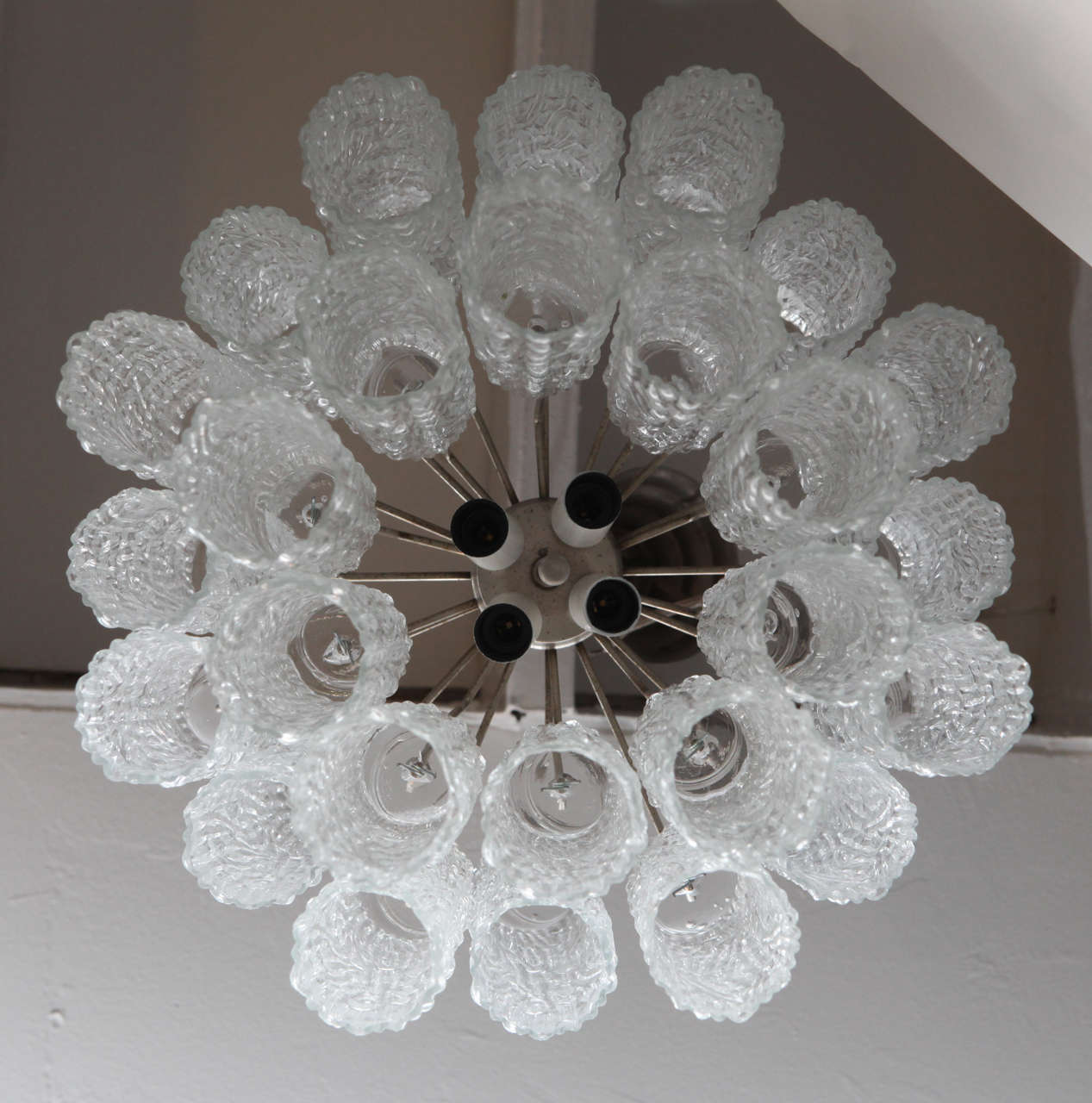 Textured Glass Tube Chandelier by Kalmar In Good Condition In Cathedral City, CA