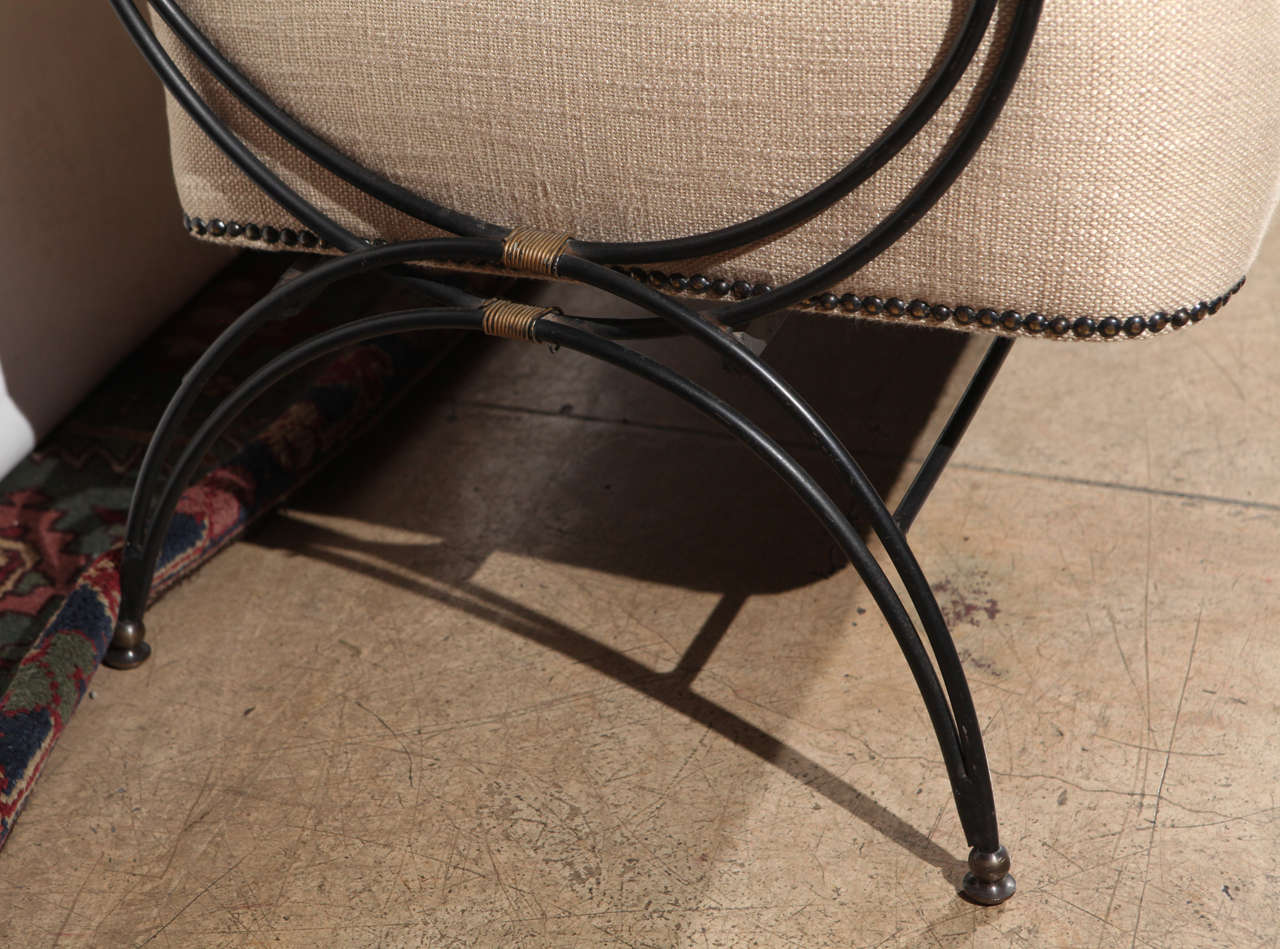 Wrought Iron 1950s French Settee in the Style of Jacques Adnet