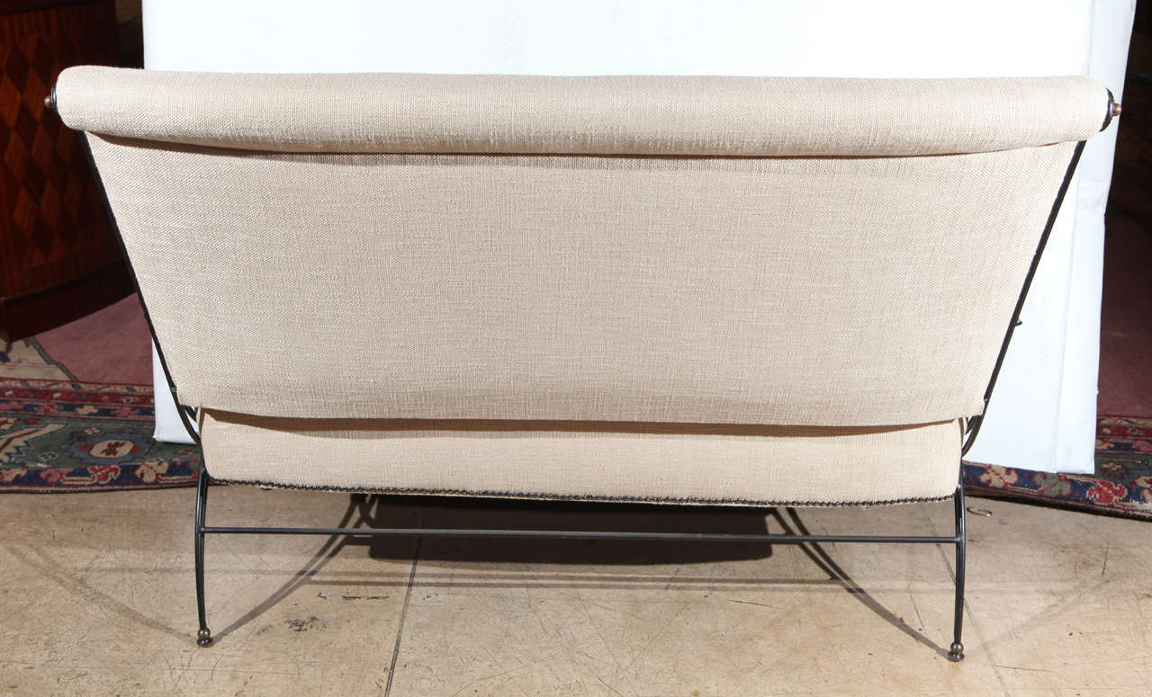 1950s French Settee in the Style of Jacques Adnet 2
