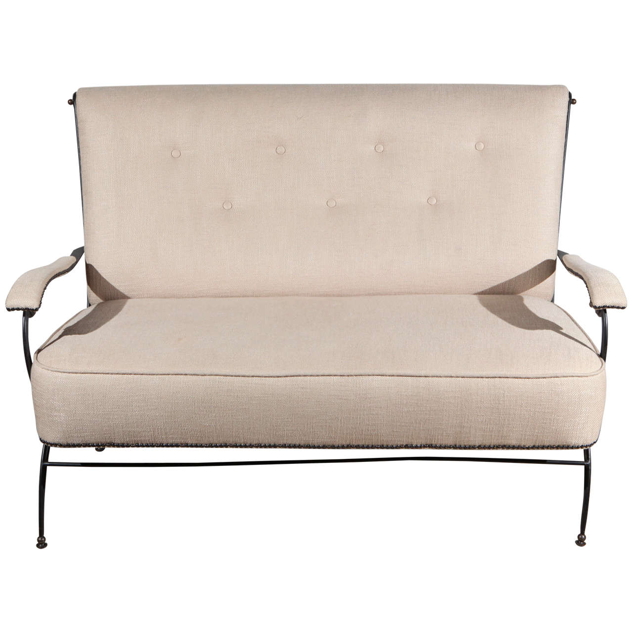 1950s French Settee in the Style of Jacques Adnet