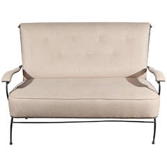 1950s French Settee in the Style of Jacques Adnet 11