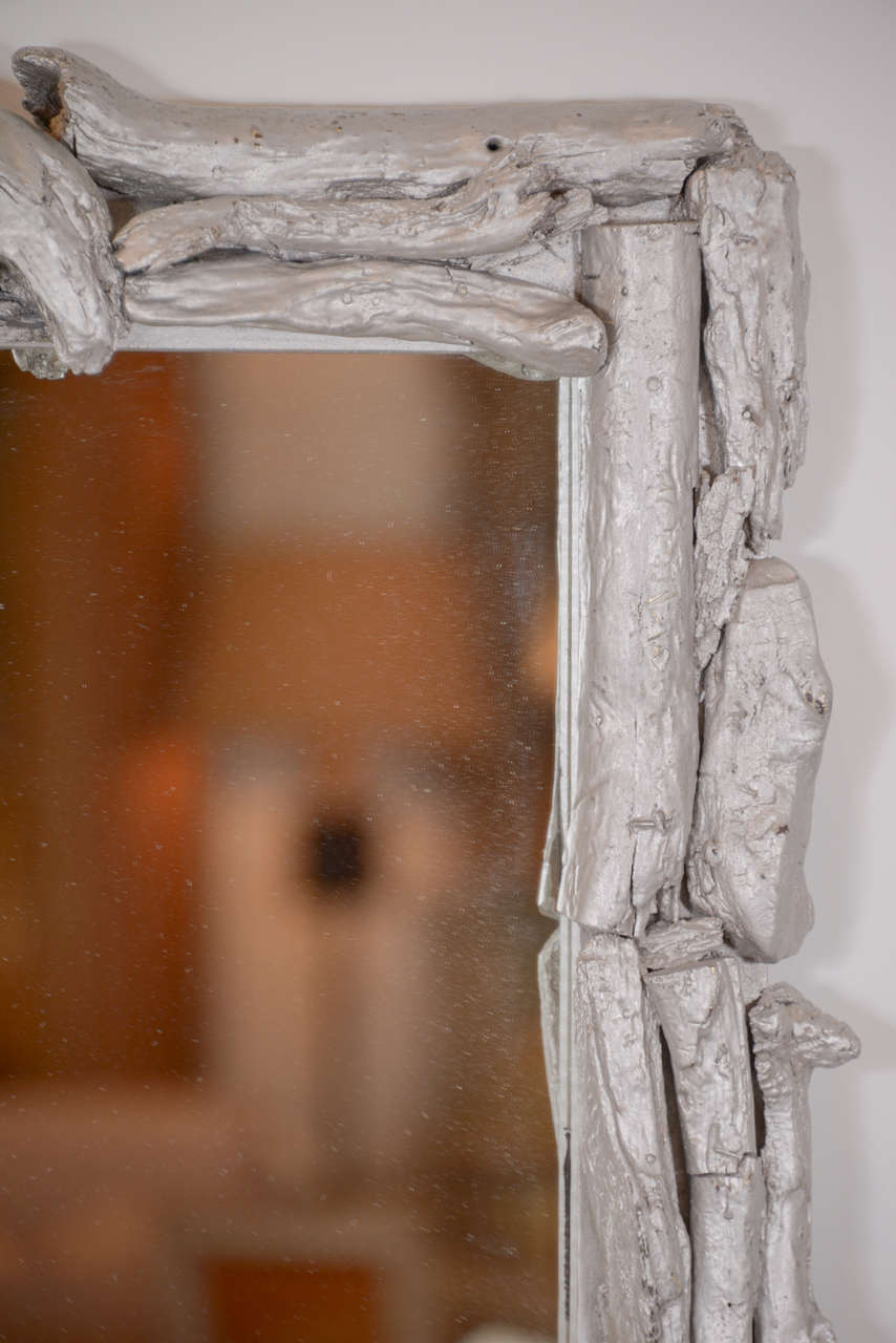 Silvered Vintage Silver Leafed Driftwood Mirror