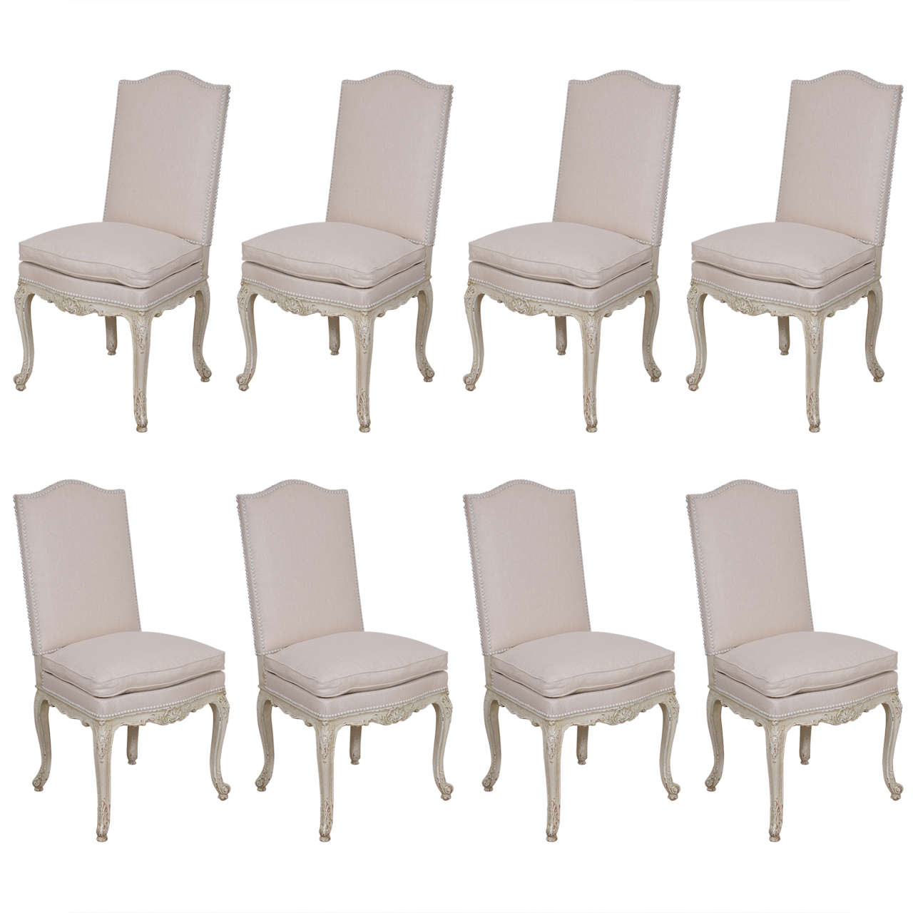 Set of Eight Painted French Dining Chairs