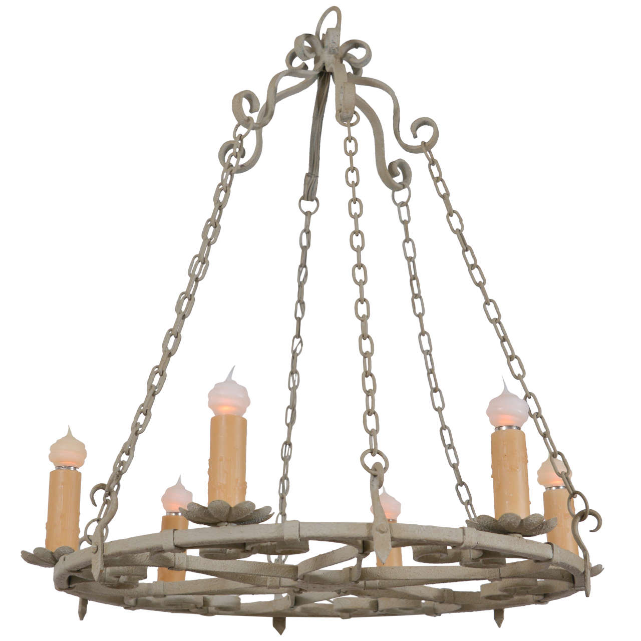 Large French Antique Iron Chandelier For At 1stdibs Vintage Round Iron Chandelier