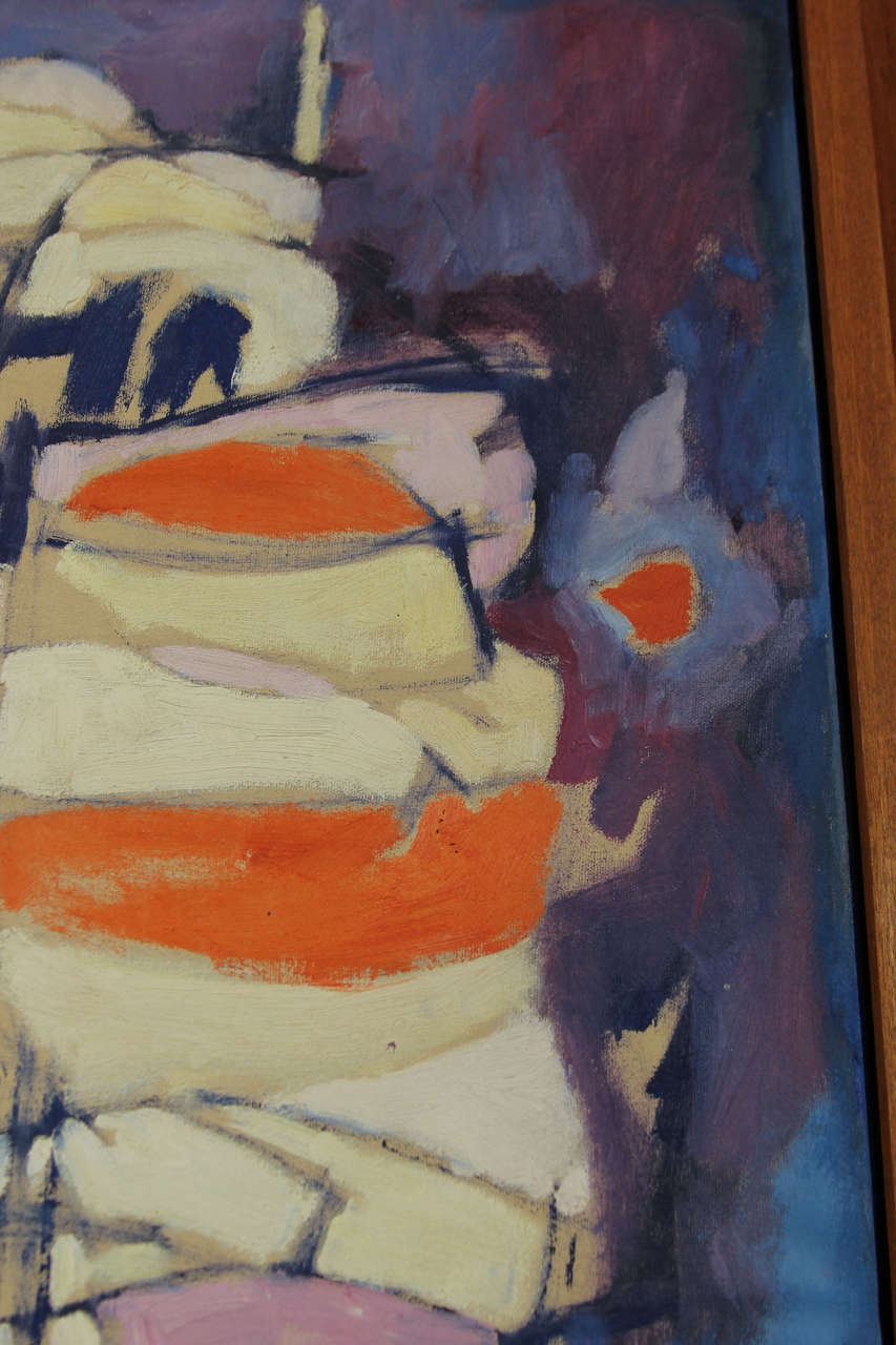 Coral and Purple Midcentury Painting 2