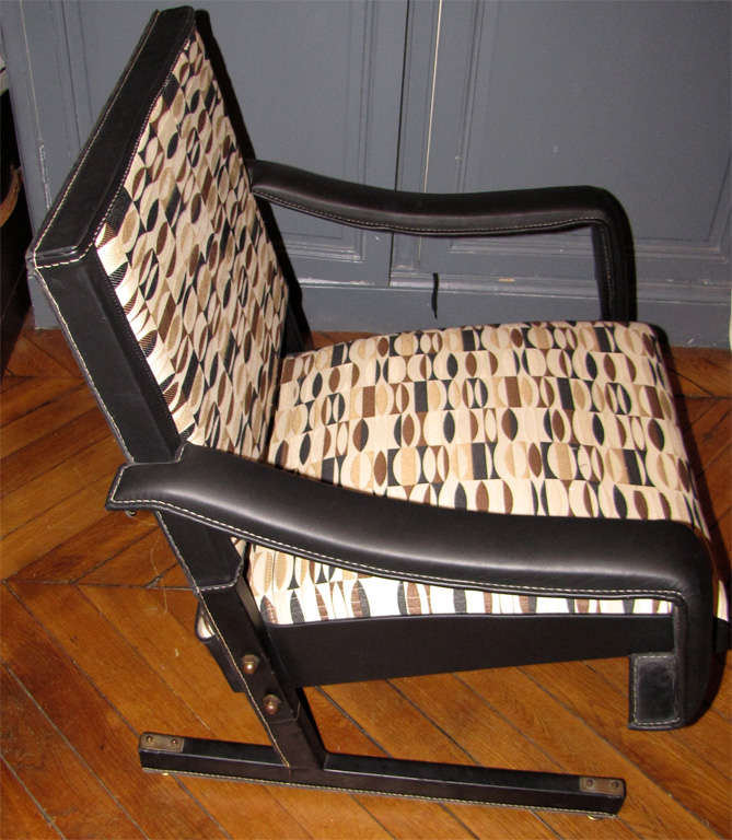 French Two 1950s Armchairs by Jacques Adnet For Sale