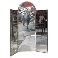 1940s Iron and Mirror Three-Panel Screen 2