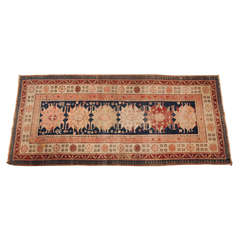Caucasian Runner, Oriental Rug From Caucasus, Geometric Shapes