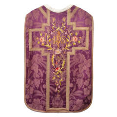 Used 19th Century French Embroidered Priests Vestment / Chasuble