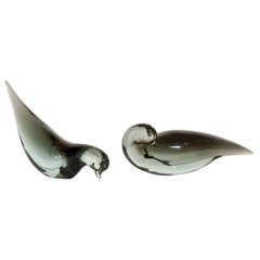 Pair of Murano Glass Birds by Alfredo Barbini