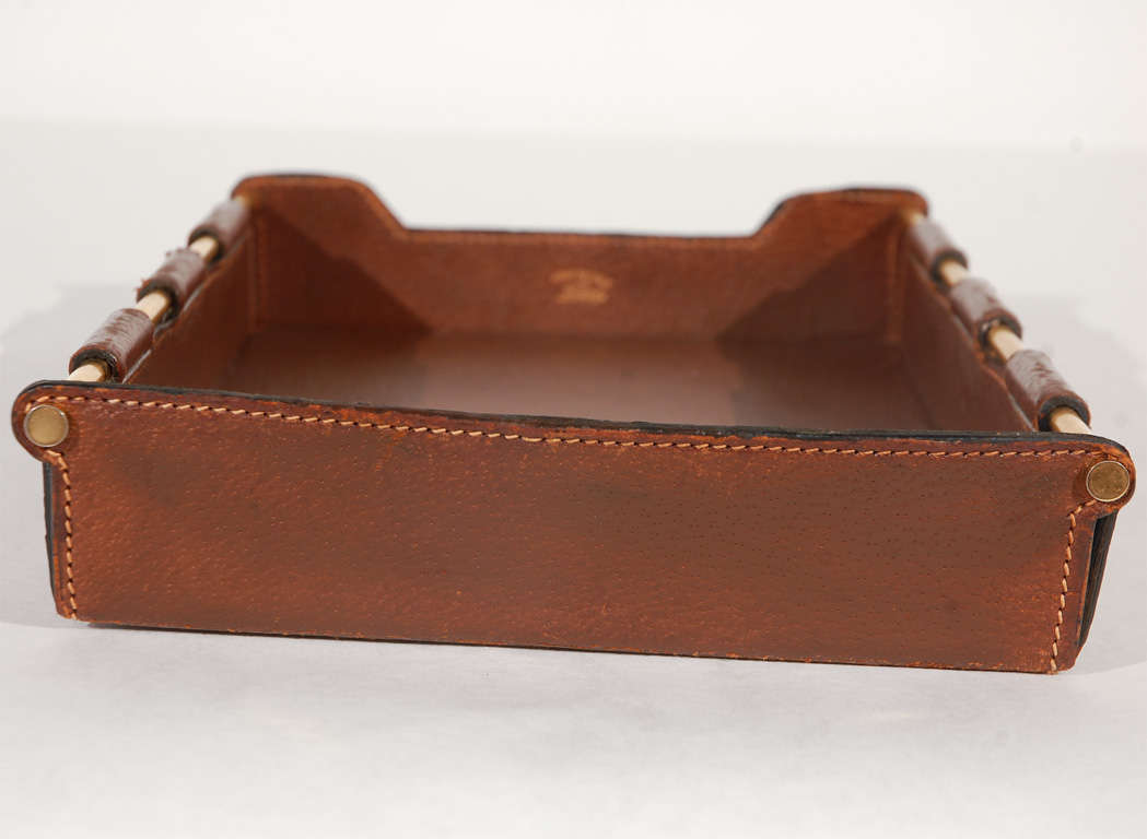 Leather & Brass Desk Tray by Gucci