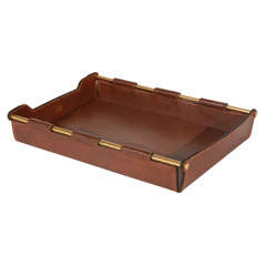 Vintage Leather & Brass Desk Tray by Gucci