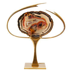 Bronze & Agate Table Lamp by Willy Daro