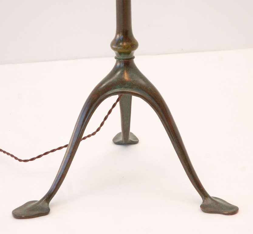American Bronze Floor Lamp with Damascene Shade by Louis Comfort Tiffany