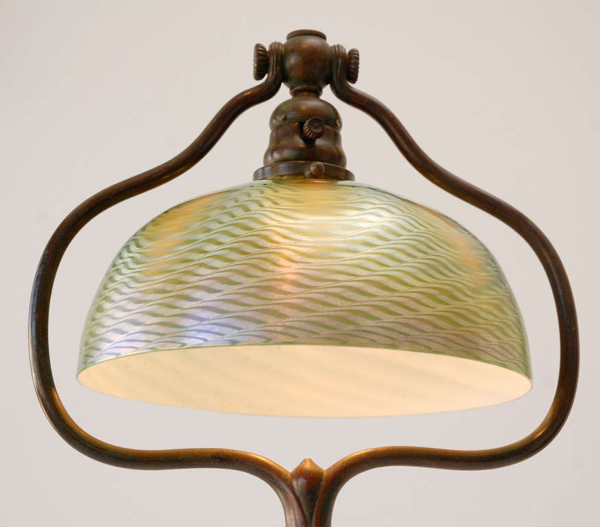 Bronze Floor Lamp with Damascene Shade by Louis Comfort Tiffany 2